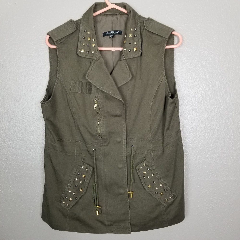 Velvet Heart Army Green Metal Embellished Vest L